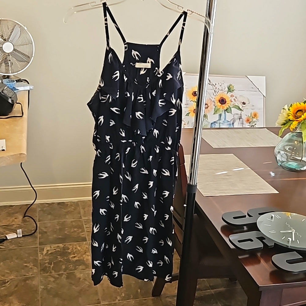 Everly bird print navy blue dress